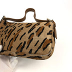 FENDI LEOPARD CALF HAIR BAGUETTE SHOULDER BAG