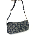 CHRISTIAN DIOR MONOGRAM SHOULDER BAG WITH SILVER DETAILING