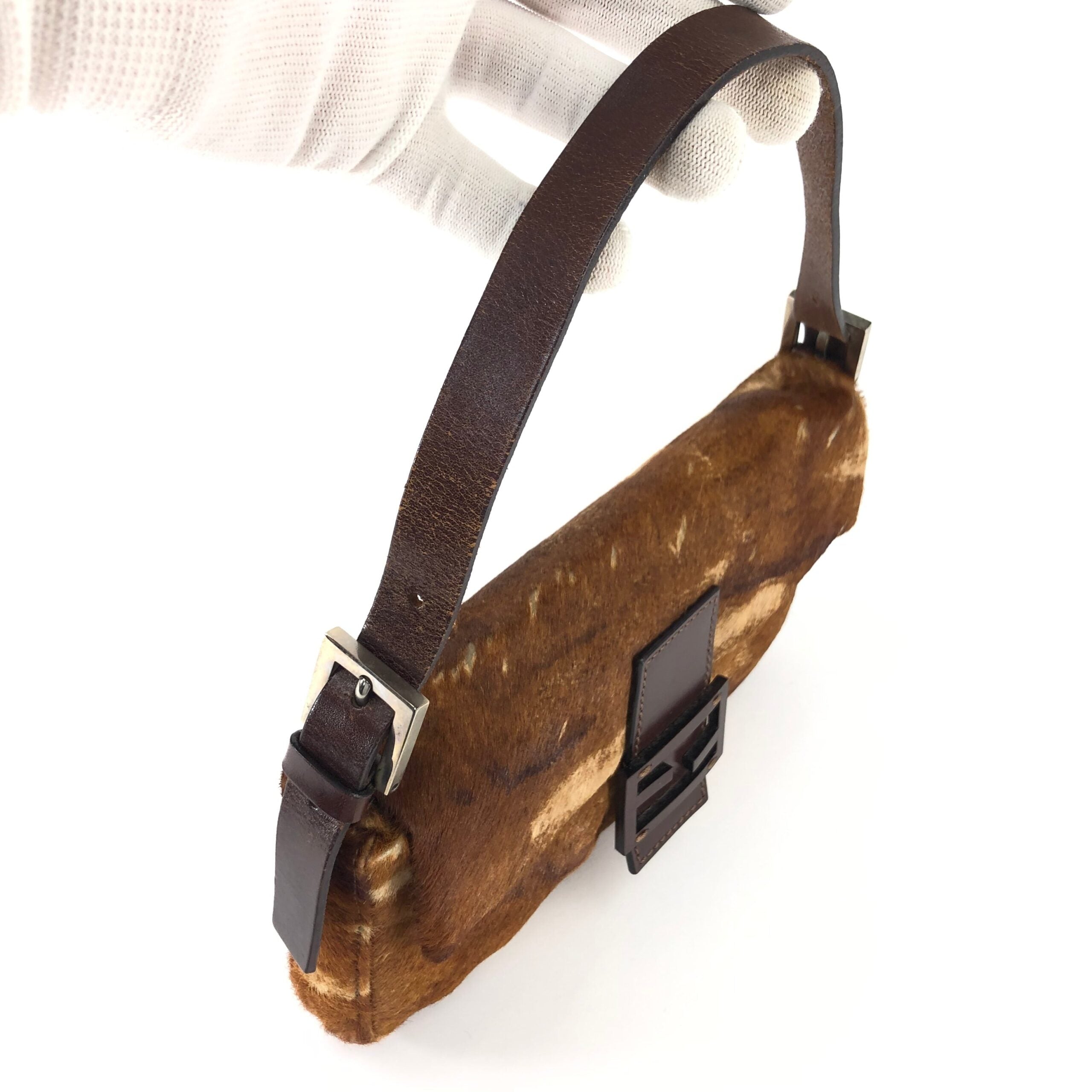 FENDI CALF HAIR BAGUETTE BAG