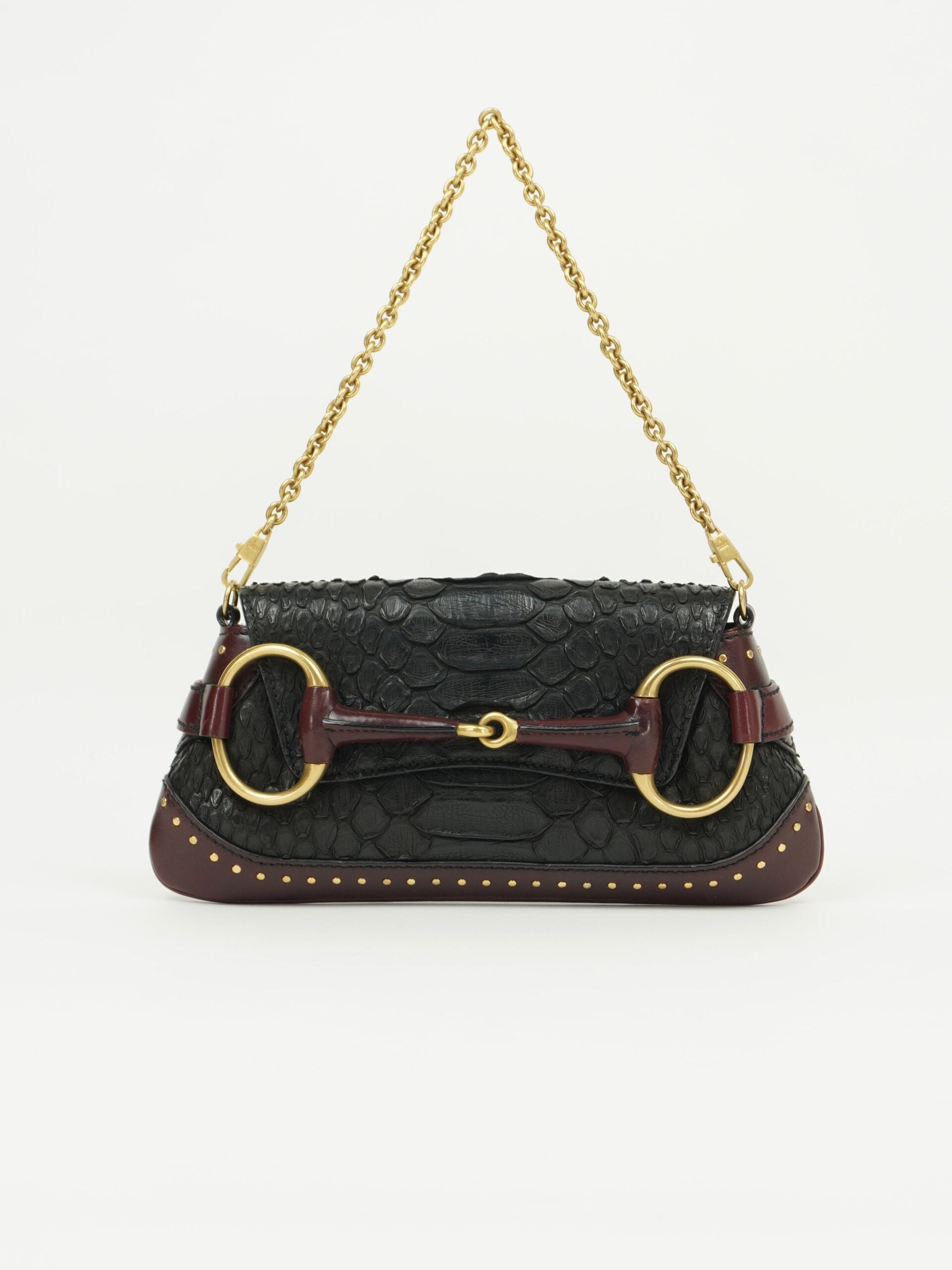 GUCCI TOM FORD HORSEBIT PYTHON CHAIN BAG
