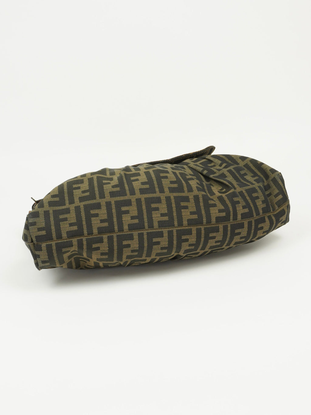 FENDI ZUCCA SHOULDER BAG WITH CROCODILE EMBOSSED TRIM