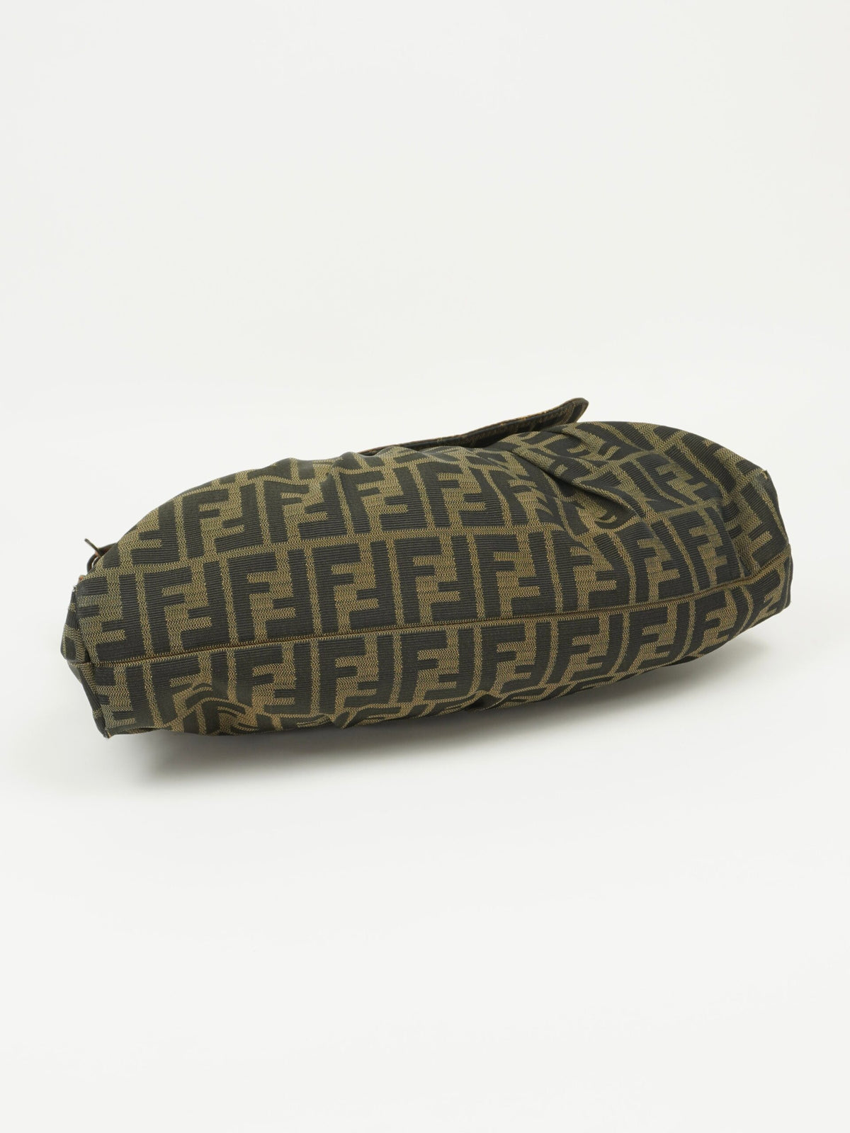 FENDI ZUCCA SHOULDER BAG WITH CROCODILE EMBOSSED TRIM