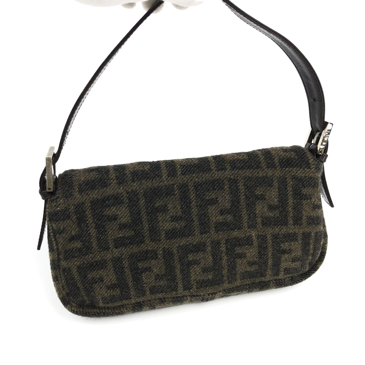 FENDI CASHMERE WOOL BAGUETTE SHOULDER BAG