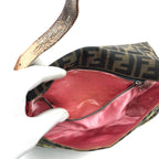 FENDI ZUCCA BEADED BAGUETTE BAG WITH EXOTIC LIZARD DETAILING