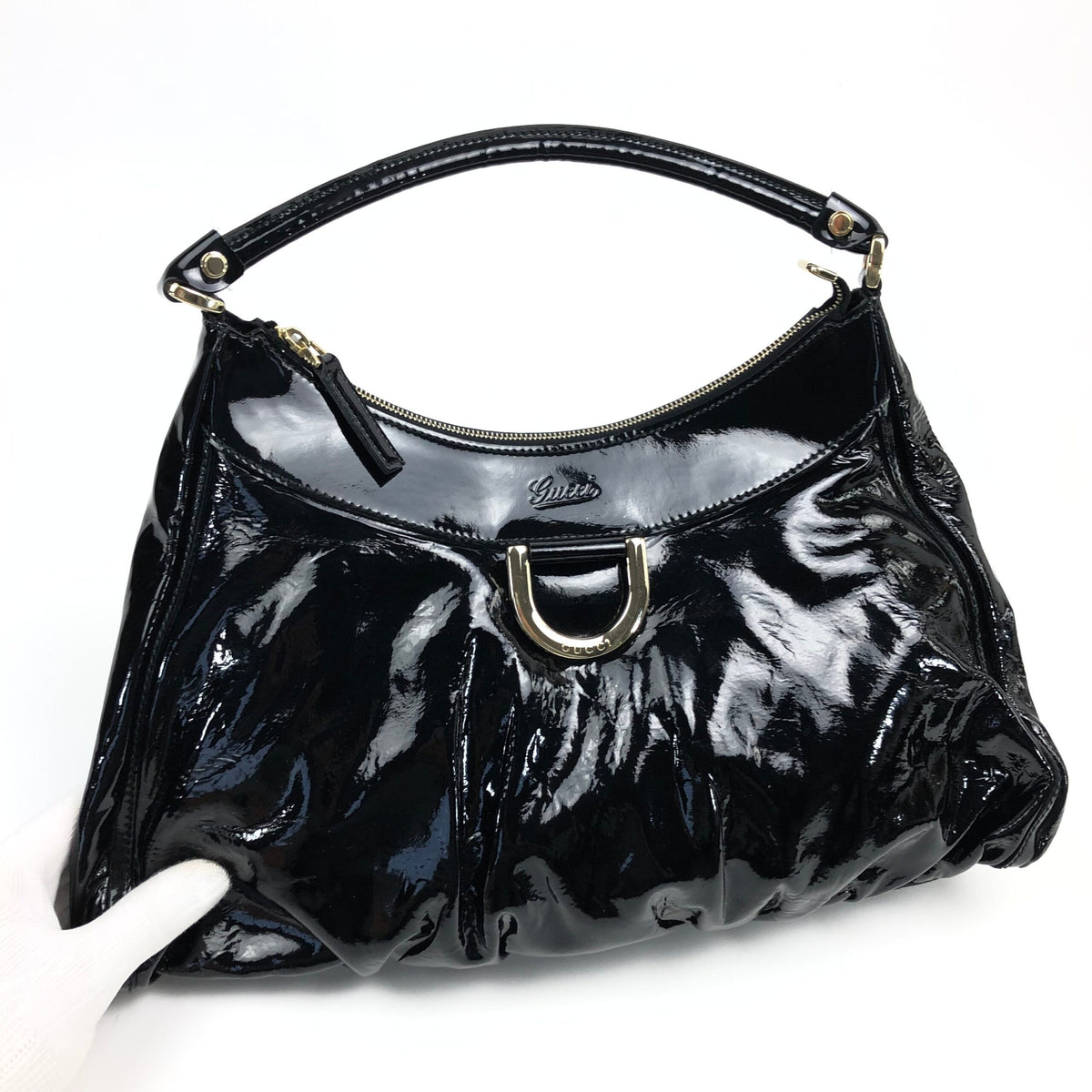 GUCCI MONOGRAM LEATHER ABBEY BAG
