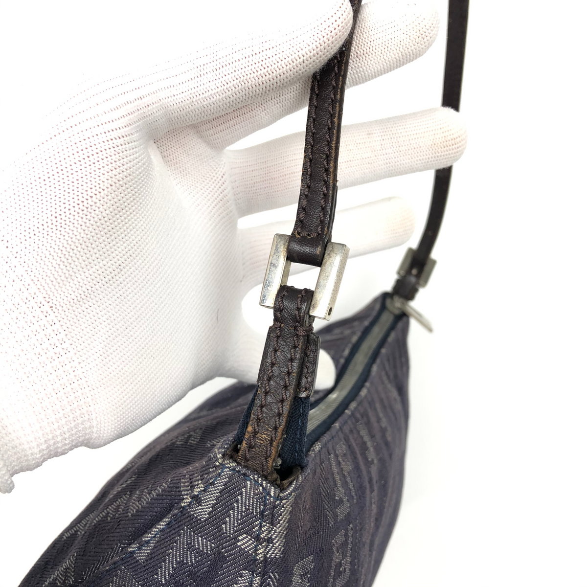 FENDI ZUCCA DENIM SHOULDER BAG