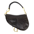 CHRISTIAN DIOR BROWN LEATHER SADDLE BAG