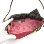 FENDI ZUCCA BEADED BAGUETTE BAG WITH EXOTIC LIZARD DETAILING