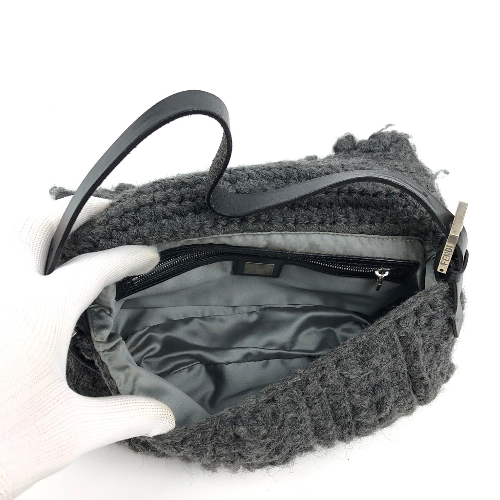 FENDI CASHMERE WOOL BAGUETTE SHOULDER BAG