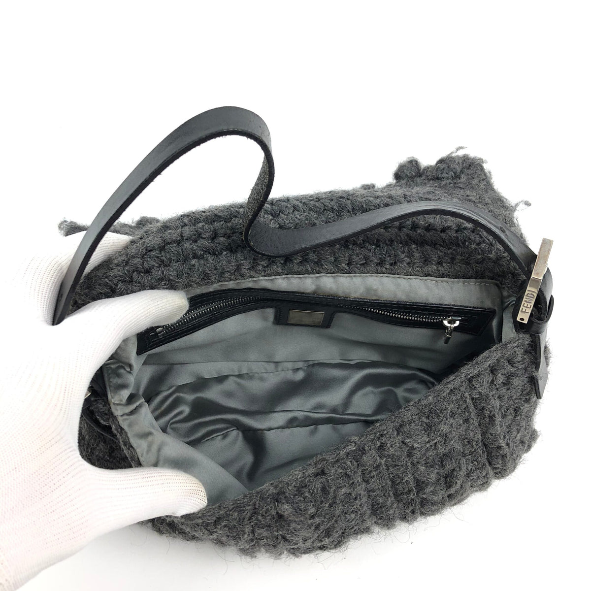 FENDI CASHMERE WOOL BAGUETTE SHOULDER BAG