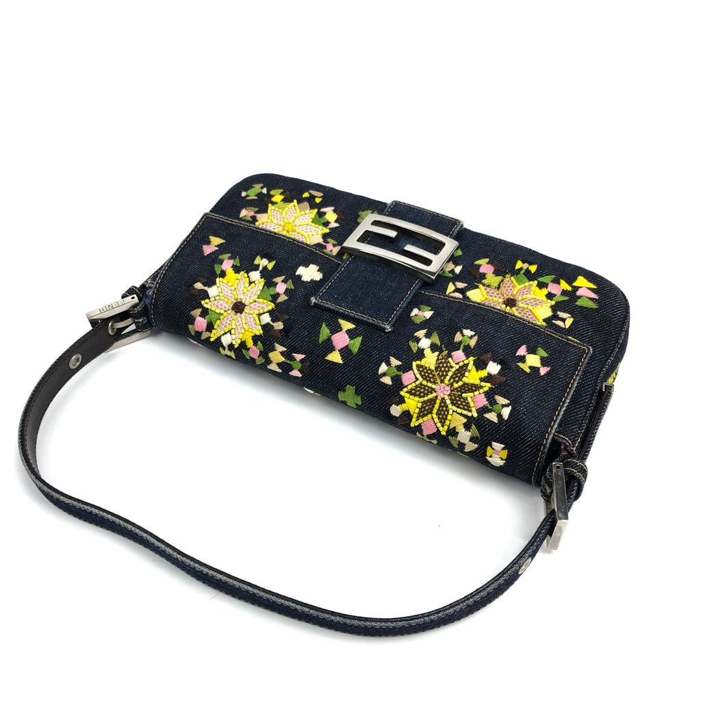 FENDI BEADED DENIM BAGUETTE