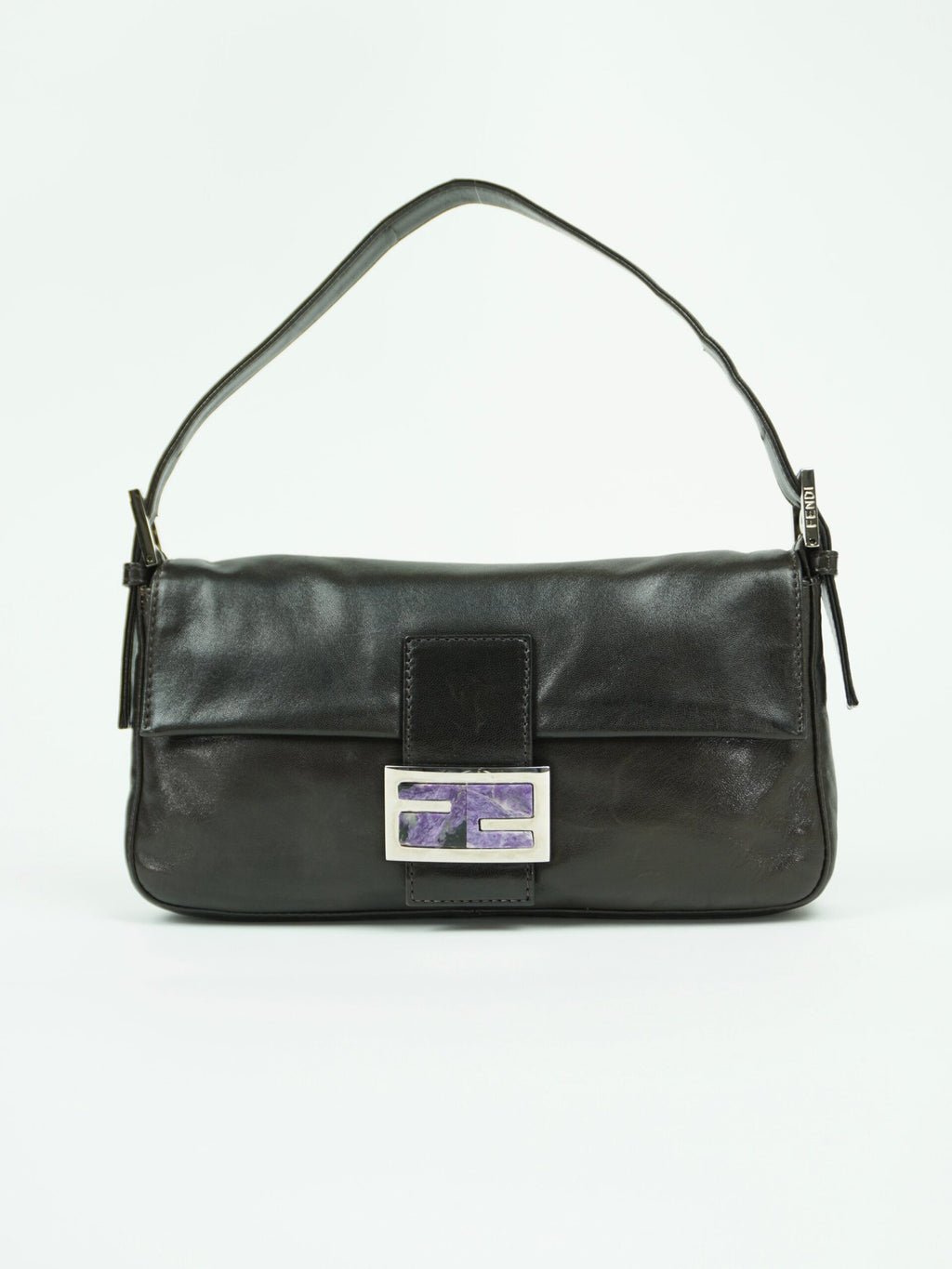 FENDI LEATHER BAGUETTE WITH MARBLE BUCKLE