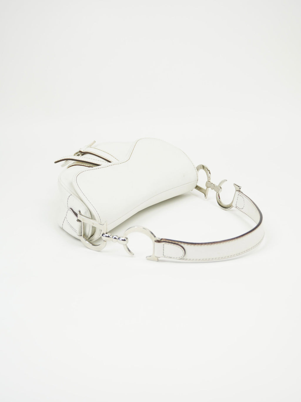 CHRISTIAN DIOR WHITE LEATHER SADDLE BAG