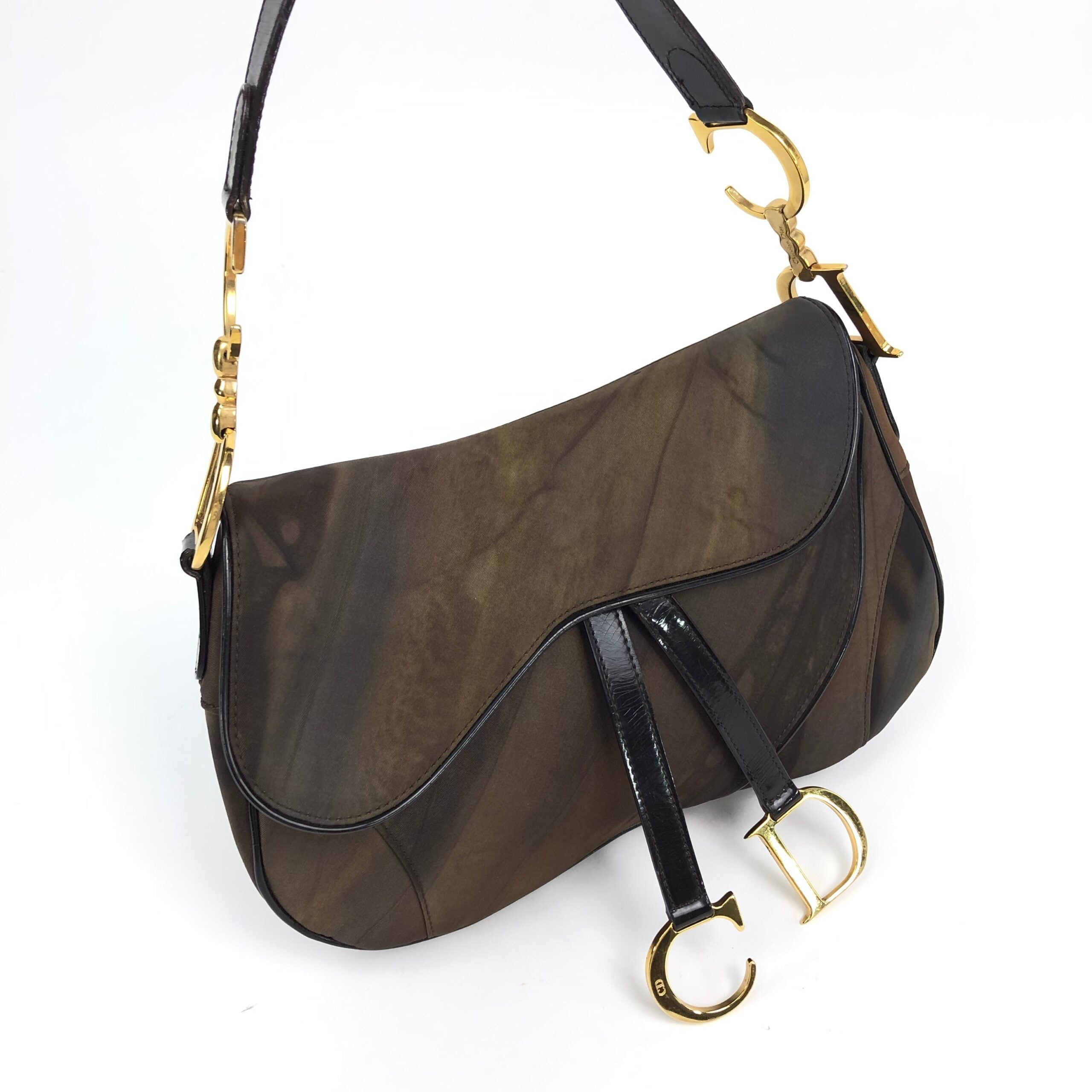 CHRISTIAN DIOR 2001 WATERCOLOUR DOUBLE SADDLE BAG