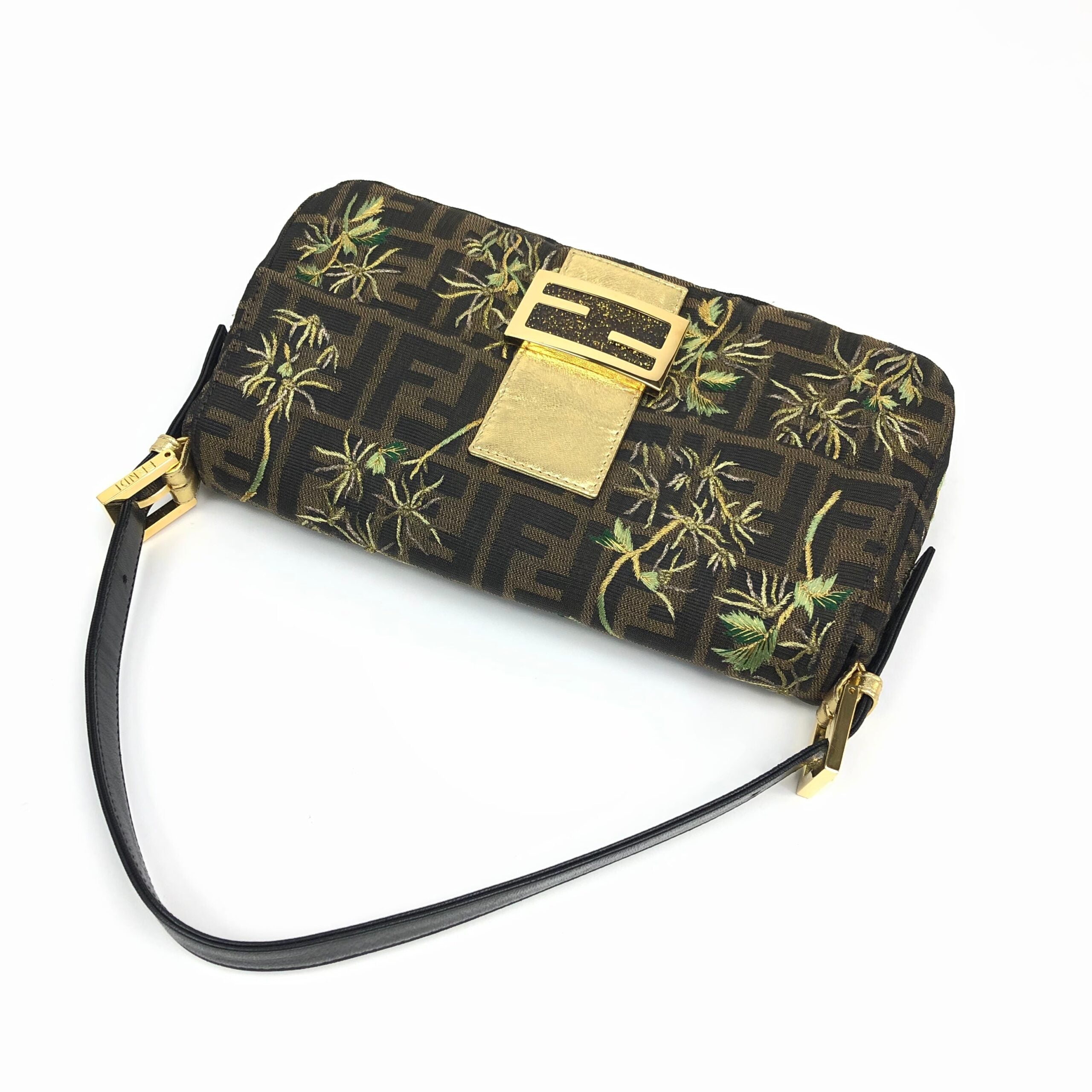 FENDI ZUCCA FLORAL BAGUETTE BAG