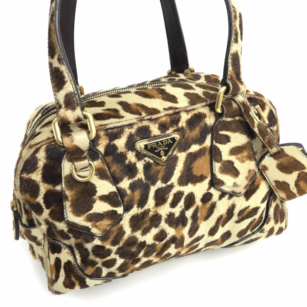 PRADA CALF HAIR LEOPARD SHOULDER BAG