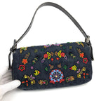 FENDI DENIM BEADED BAGUETTE BAG