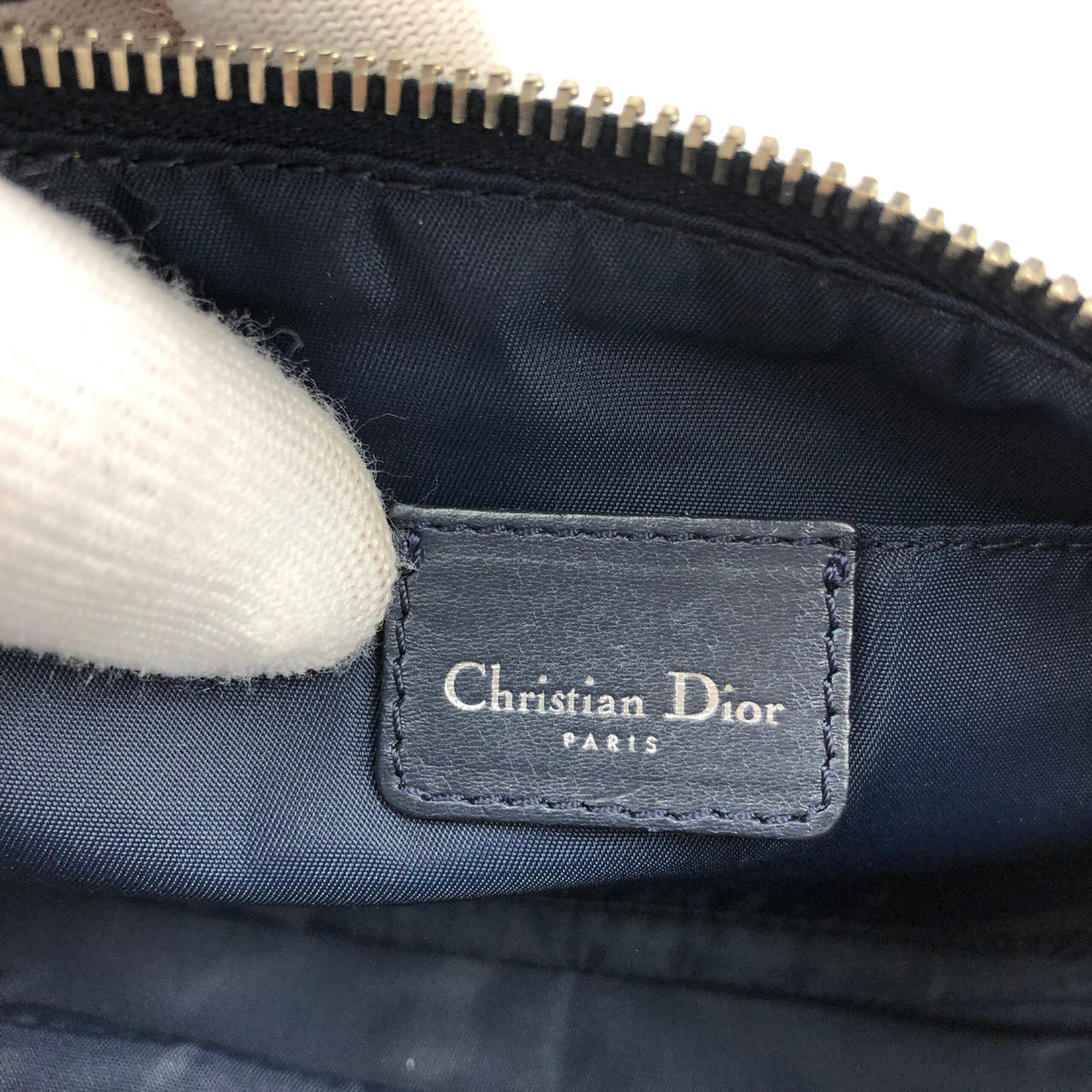 CHRISTIAN DIOR MONOGRAM SHOULDER BAG WITH SILVER DETAILING