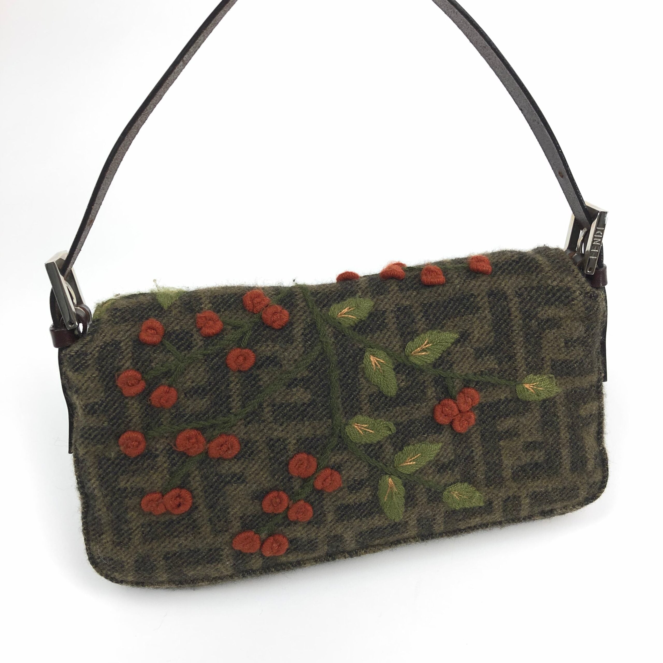 FENDI CASHMERE WOOL BAGUETTE SHOULDER BAG