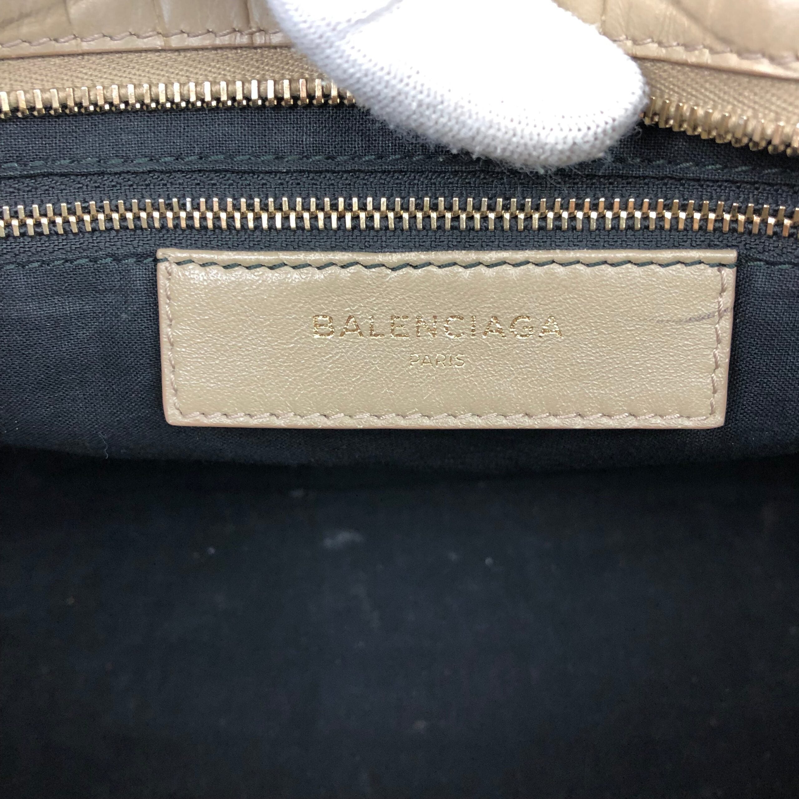 BALENCIAGA CROCODILE EMBOSSED LEATHER CITY BAG