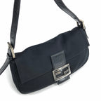 FENDI JERSEY BAGUETTE SHOULDER BAG IN BLACK