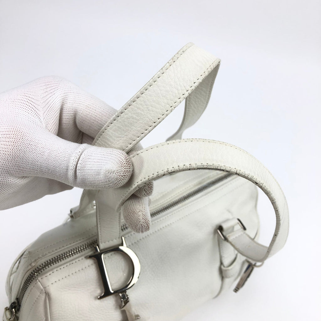 CHRISTIAN DIOR LEATHER BAG WITH SILVER HARDWARE