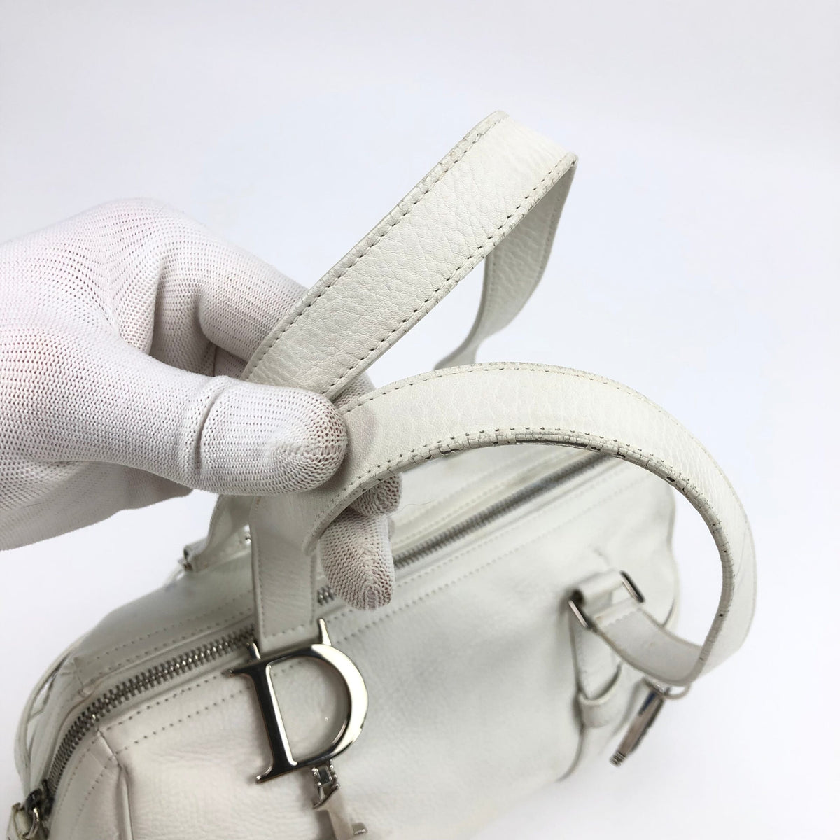 CHRISTIAN DIOR LEATHER BAG WITH SILVER HARDWARE
