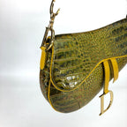 CHRISTIAN DIOR CROCODILE EMBOSSED LEATHER SADDLE BAG