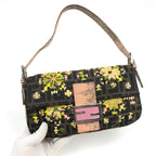 FENDI ZUCCA BEADED BAGUETTE BAG WITH EXOTIC LIZARD DETAILING