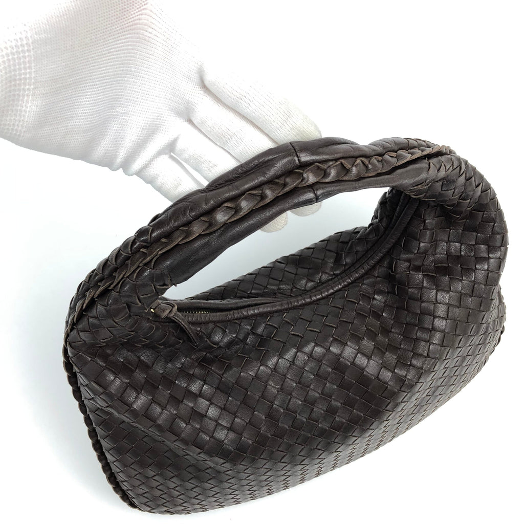 BOTTEGA VENETA BROWN INTRECCIATO SHOULDER BAG