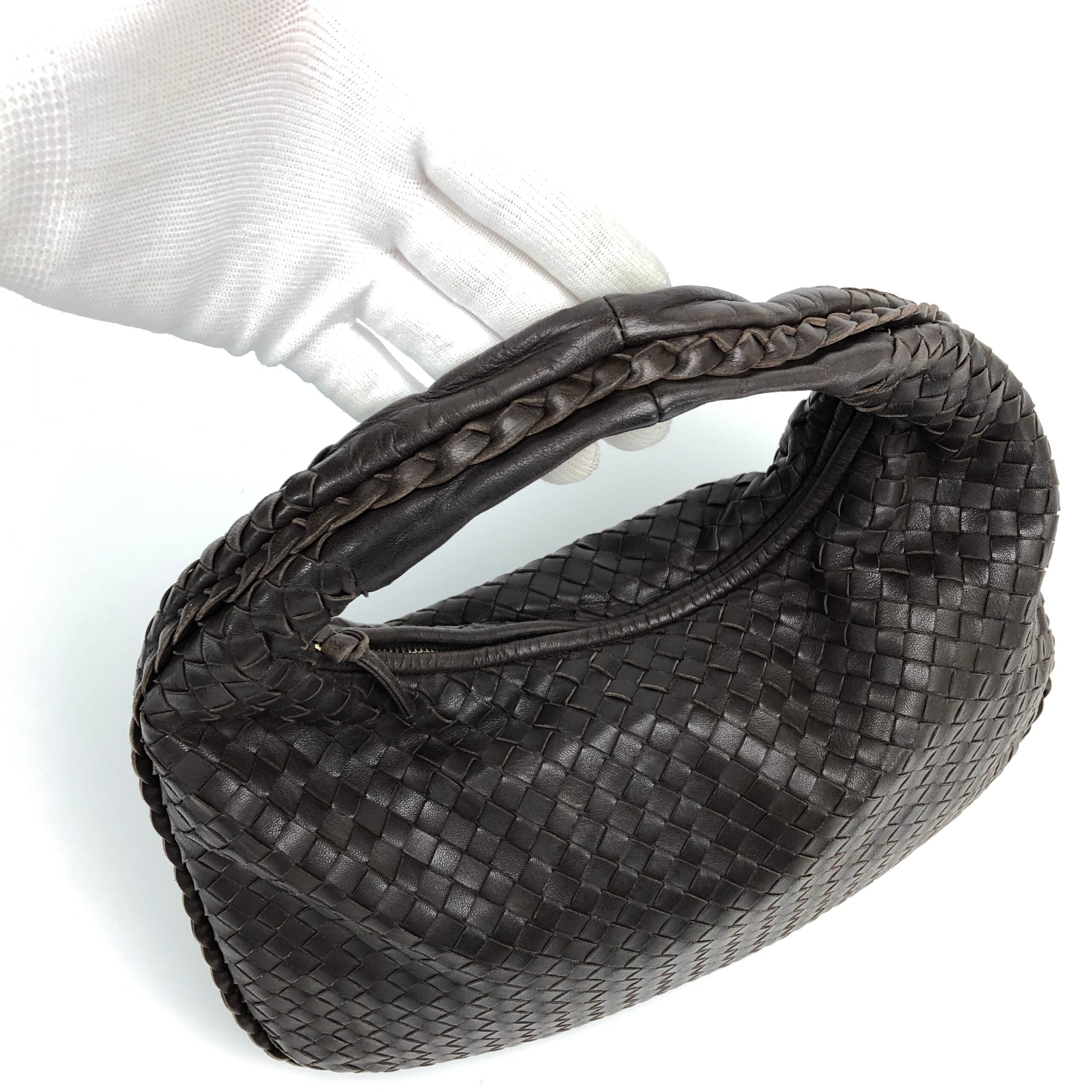 BOTTEGA VENETA BROWN INTRECCIATO SHOULDER BAG