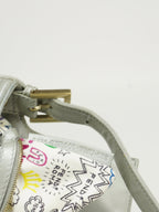 FENDI SILVER LEATHER LOGO BAGUETTE