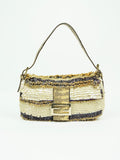 FENDI MOTHER OF PEARL BEADED BAGUETTE WITH LIZARD TRIM