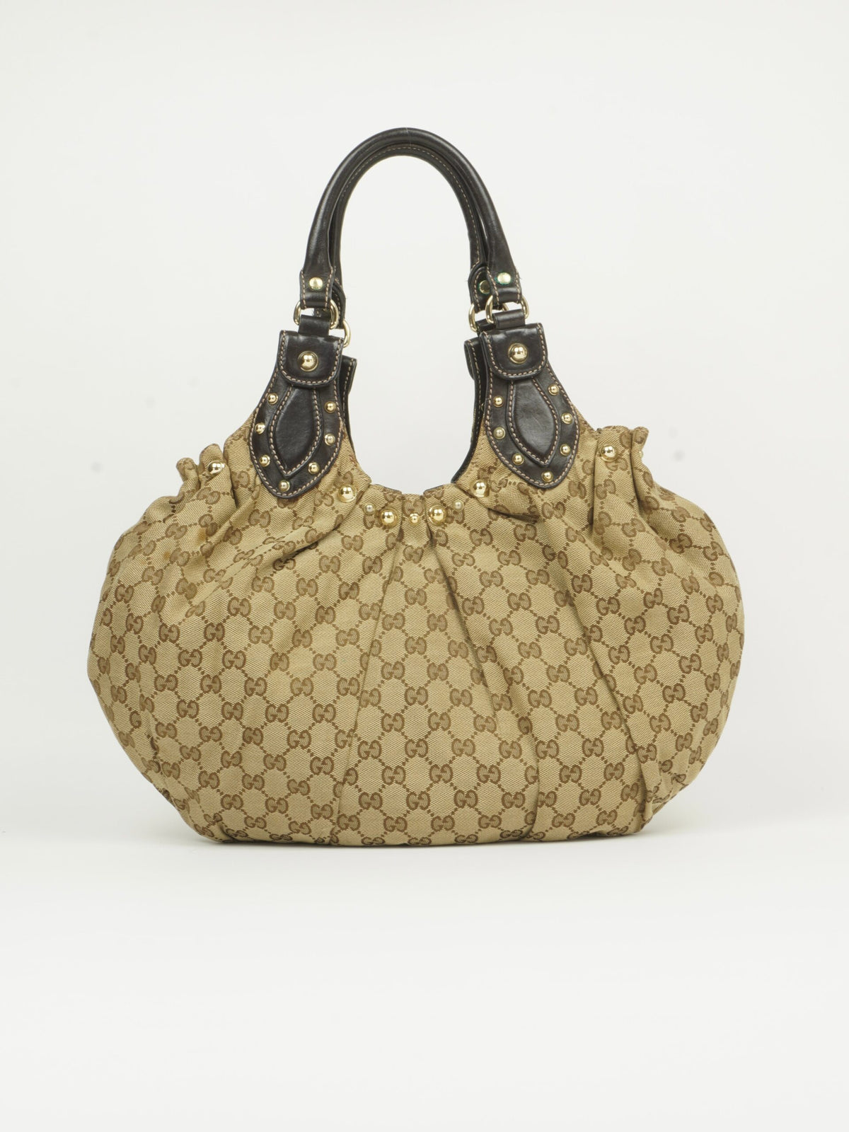 GUCCI MONOGRAM STUDDED PELHAM BAG