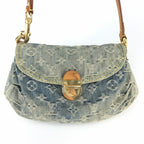 LOUIS VUITTON PLEATY DENIM SHOULDER BAG