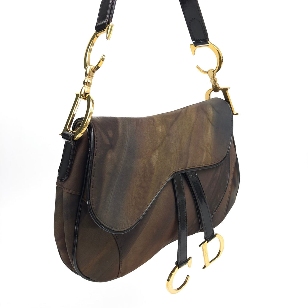 CHRISTIAN DIOR 2001 WATERCOLOUR DOUBLE SADDLE BAG