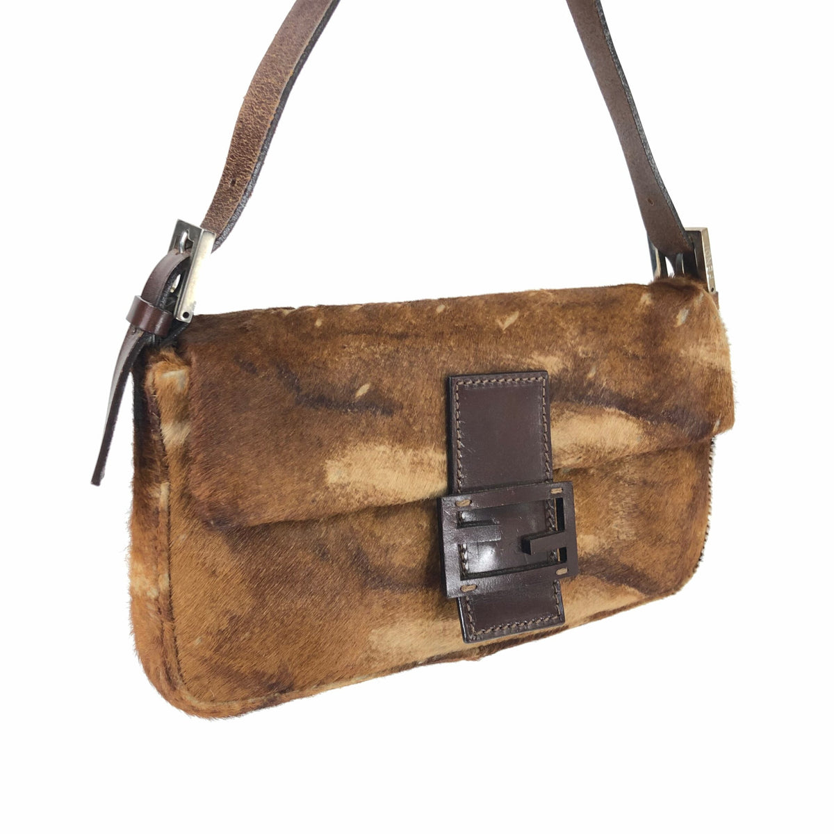 FENDI CALF HAIR BAGUETTE BAG