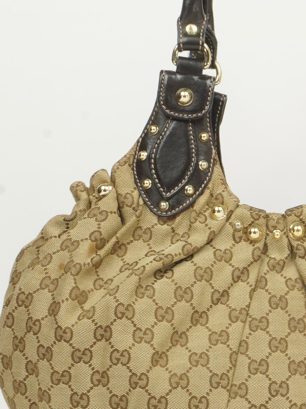 GUCCI MONOGRAM STUDDED PELHAM BAG