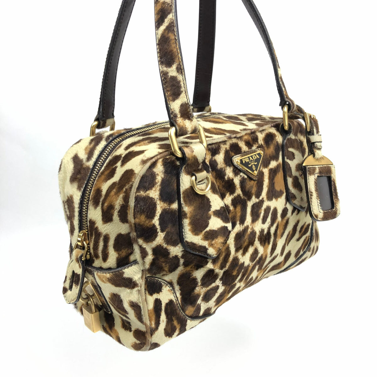 PRADA CALF HAIR LEOPARD SHOULDER BAG