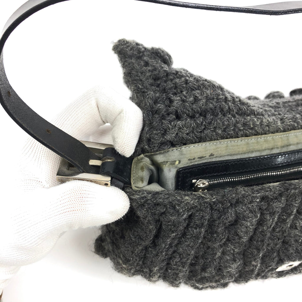 FENDI CASHMERE WOOL BAGUETTE SHOULDER BAG