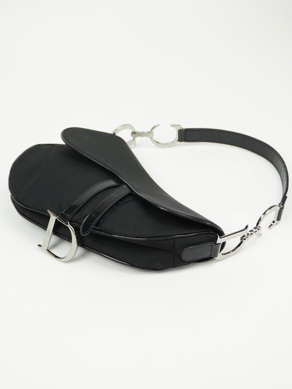 CHRISTIAN DIOR BLACK NYLON SADDLE BAG