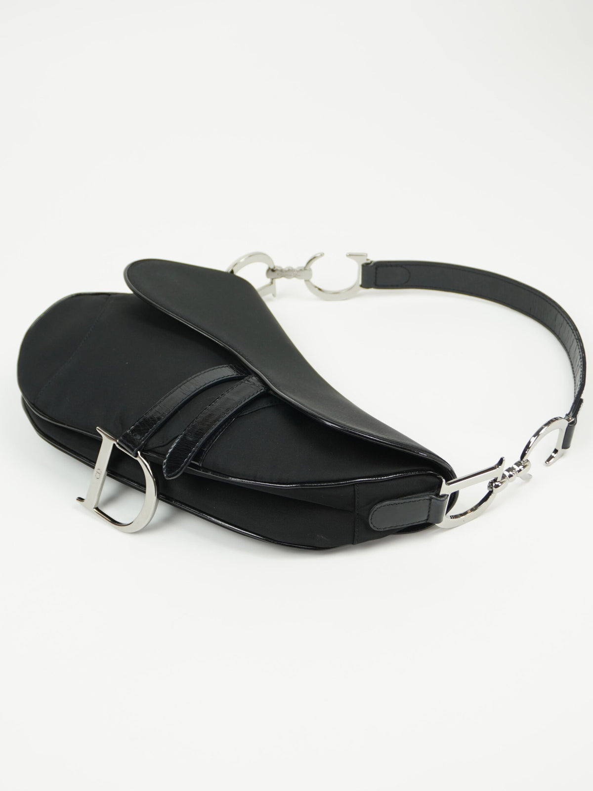 CHRISTIAN DIOR BLACK NYLON SADDLE BAG