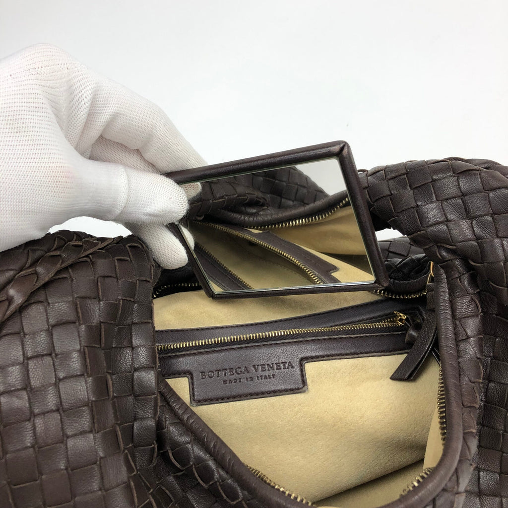 BOTTEGA VENETA BROWN INTRECCIATO SHOULDER BAG