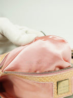FENDI DENIM BEADED BAGUETTE WITH LIZARD TRIM