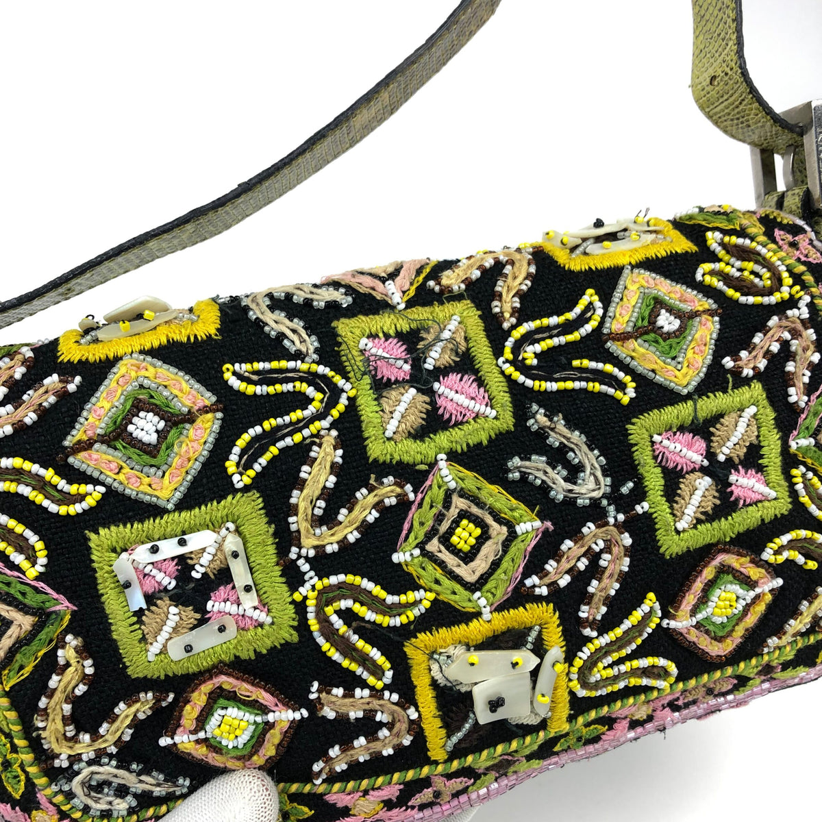 FENDI BEADED BAGUETTE SHOULDER BAG