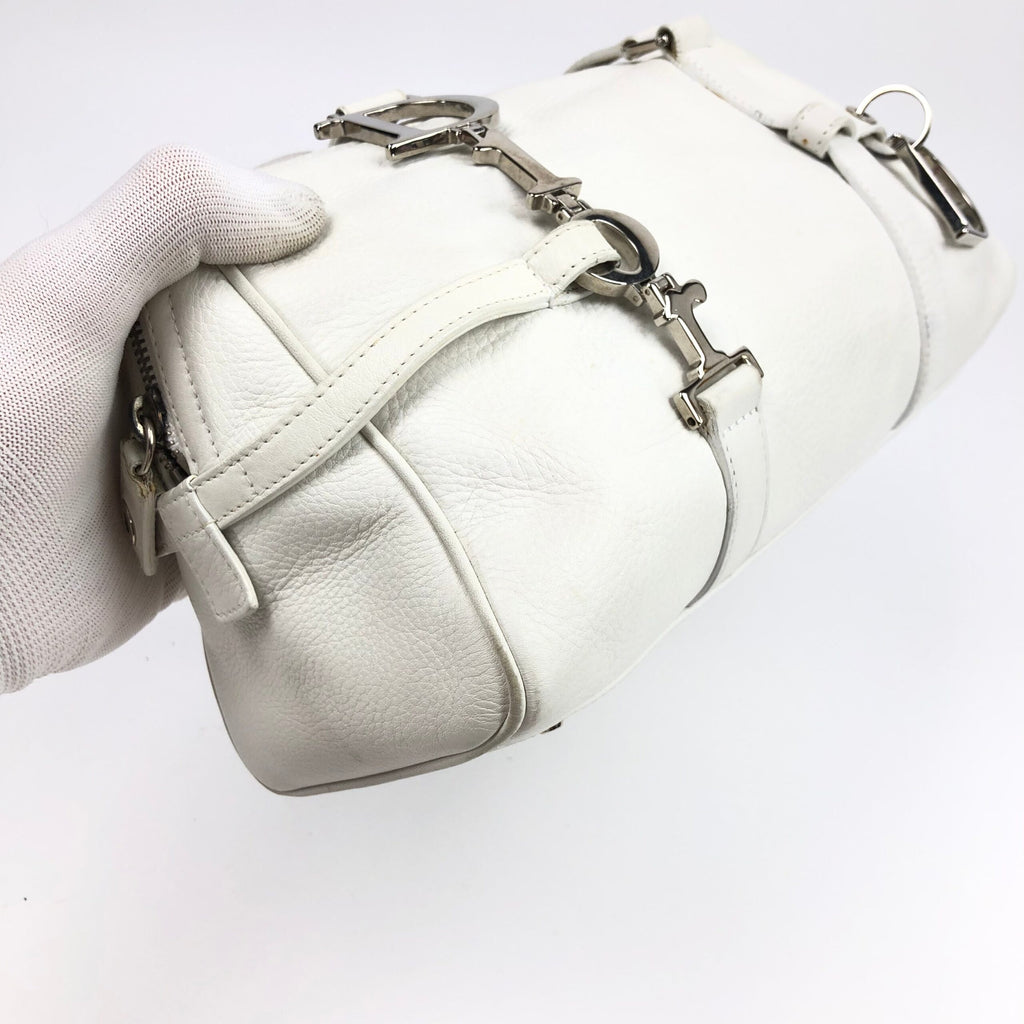CHRISTIAN DIOR LEATHER BAG WITH SILVER HARDWARE