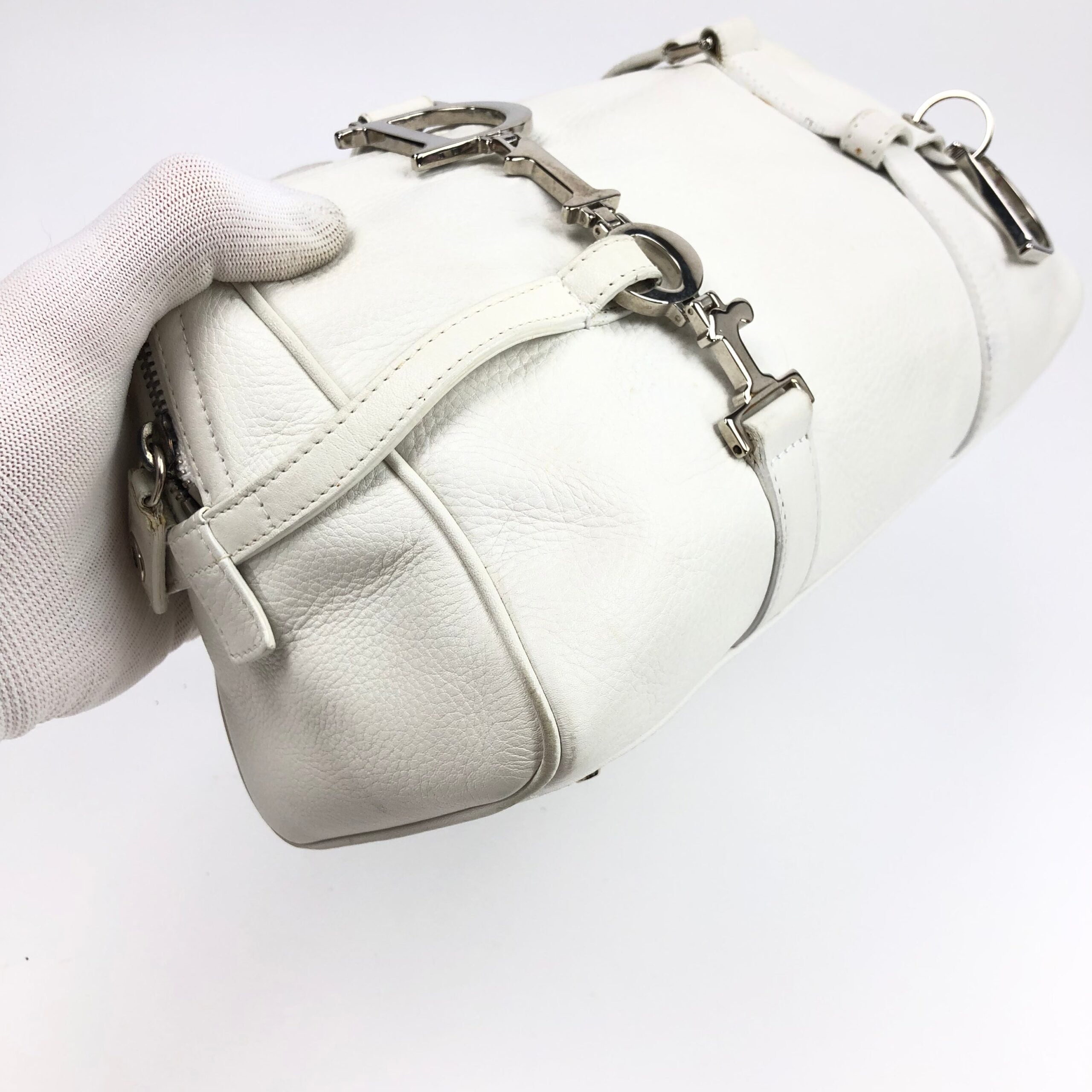 CHRISTIAN DIOR LEATHER BAG WITH SILVER HARDWARE