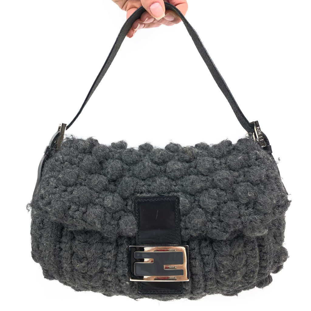 FENDI CASHMERE WOOL BAGUETTE SHOULDER BAG