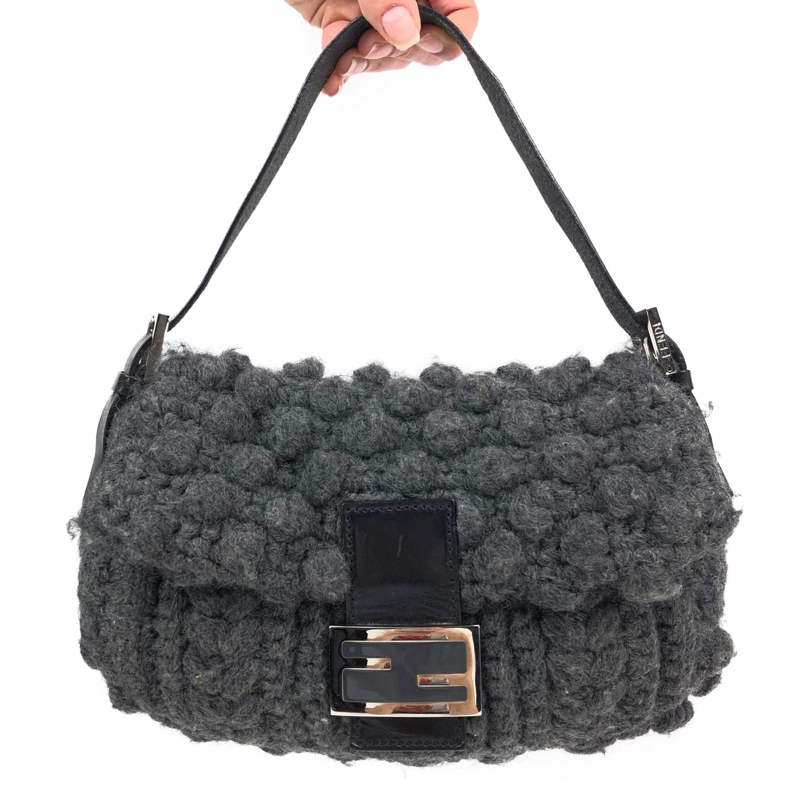 FENDI CASHMERE WOOL BAGUETTE SHOULDER BAG