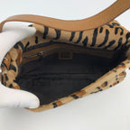 FENDI LEOPARD CALF HAIR BAGUETTE SHOULDER BAG